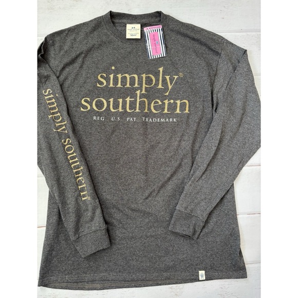 Simply Southern Women's Long Sleeve Christmas Santa Dog Medium, New - Picture 3 of 3